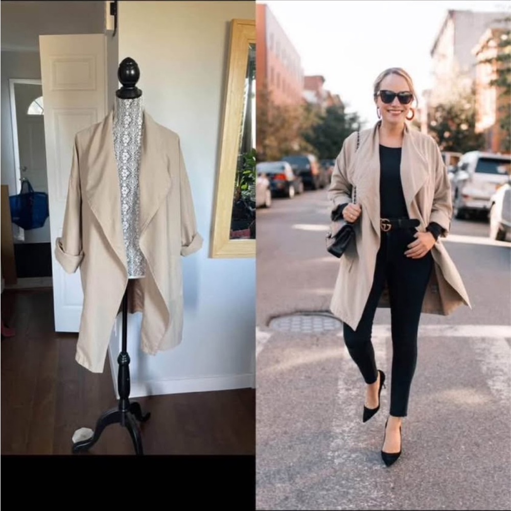 Large NWT Jack BB Dakota Draping Trench Coat Jacket.
